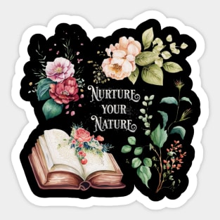 Nurture your nature book flower motif Sticker